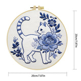 Blue Blossom Cat Embroidery Kit