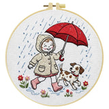 Rainy Day Puppy Walk Embroidery Kit ☔🐶❤