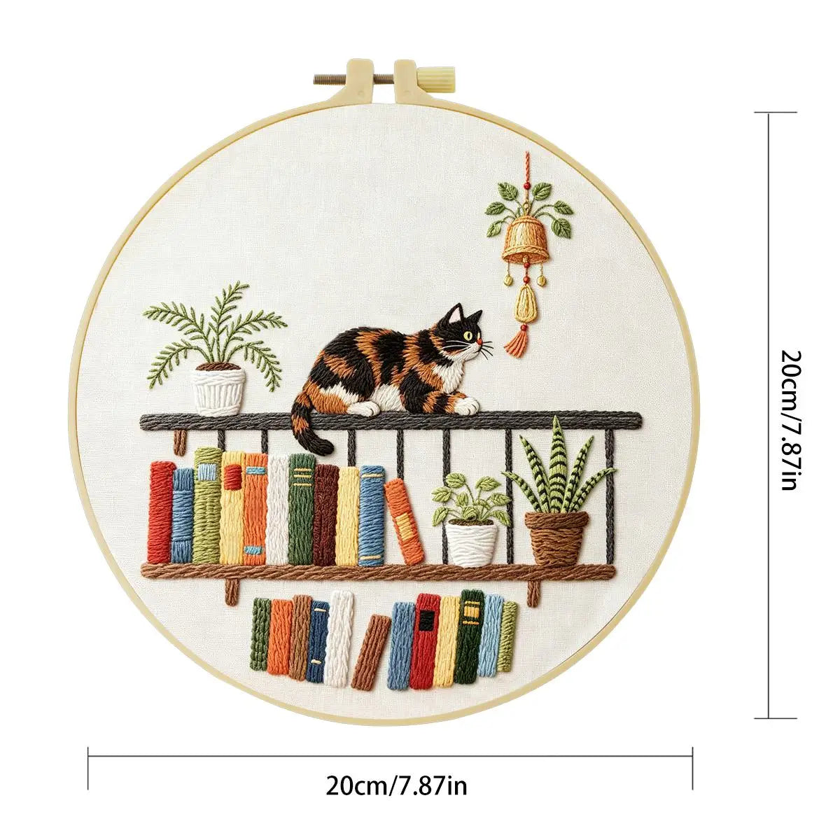 Book Nook Cat Embroidery Kit