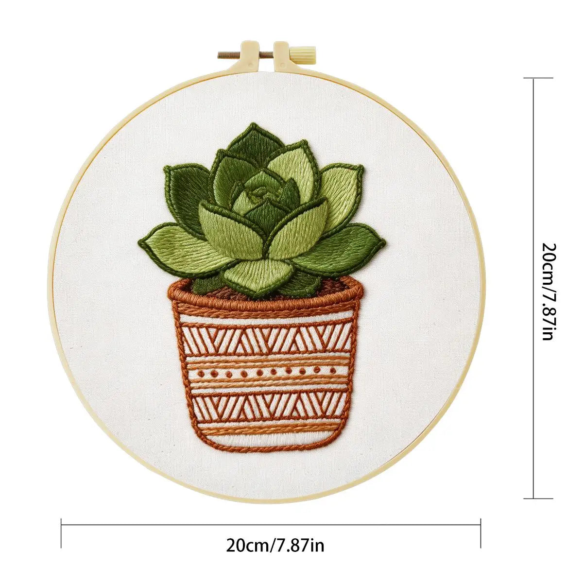 Green Succulent Plant Embroidery Kit