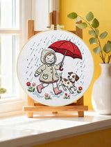 Rainy Day Puppy Walk Embroidery Kit ☔🐶❤