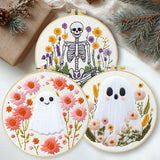 Floral Ghosts & Skeleton Embroidery Kit – 3 Designs