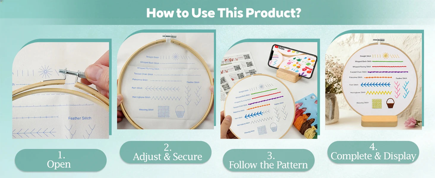 Beginner Embroidery Stitch Sampler Kit