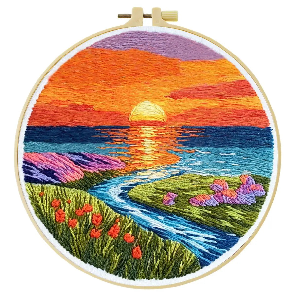 Vibrant Sunset Meadow Embroidery Kit