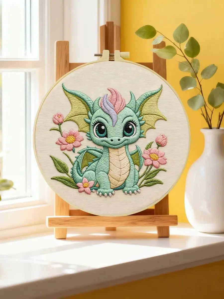 Baby Dragon Embroidery Kit 🐉🌸