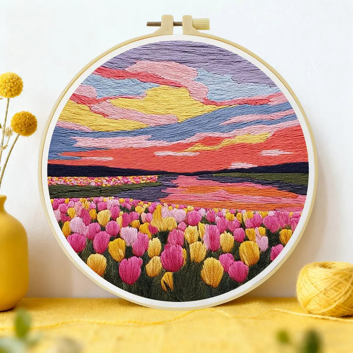 Sunset Tulip Fields Embroidery Kit