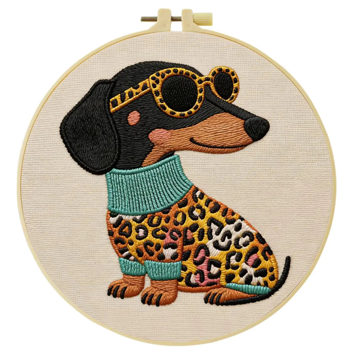 Leopard Chic Dachshund Embroidery Kit