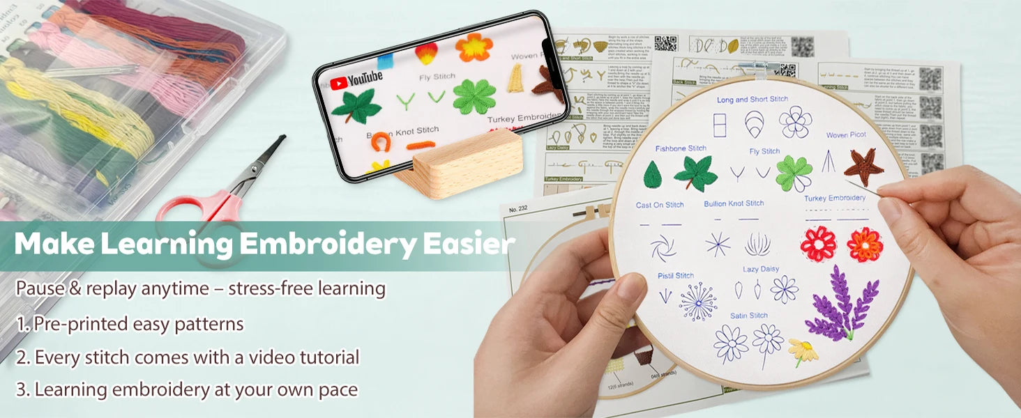 Beginner Embroidery Stitch Sampler Kit