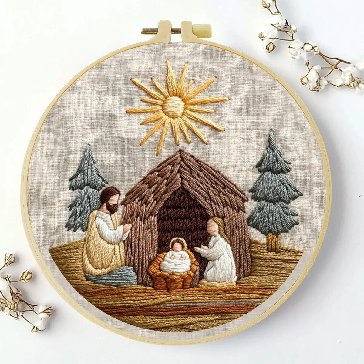 Nativity Scene Embroidery Kit – Holy Family DIY Hand Embroidery Hoop Art Set