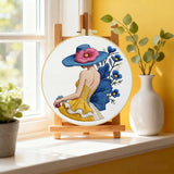Blue Hat Lady Embroidery Kit