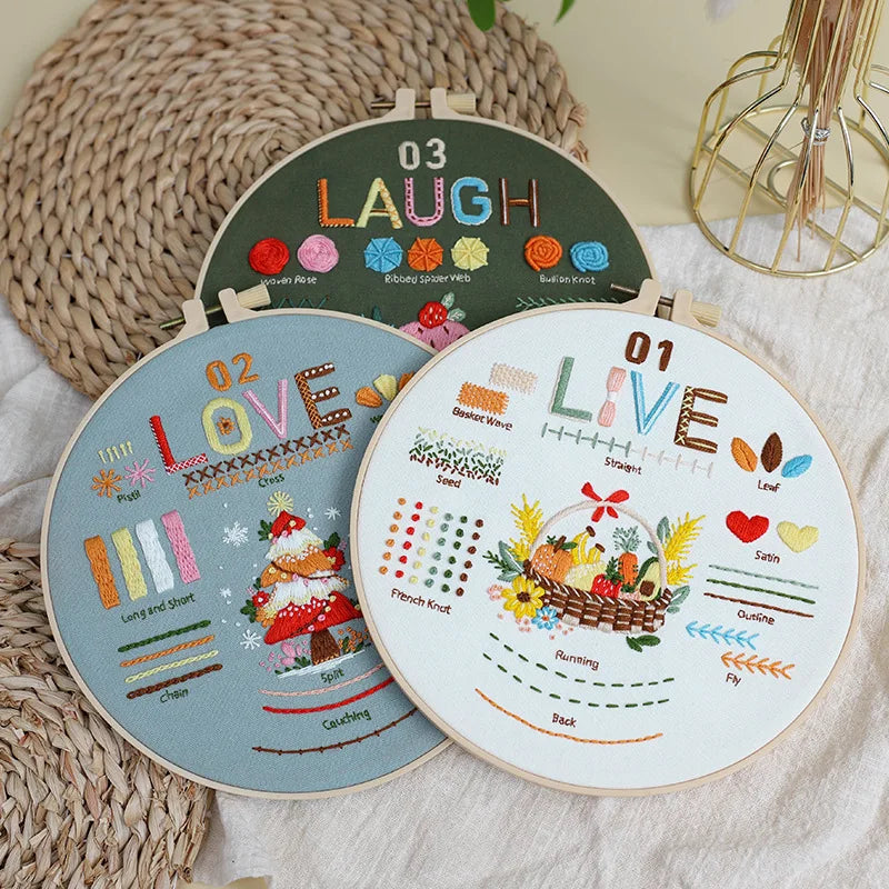 3-Piece Love & Laugh Beginner Embroidery Kit