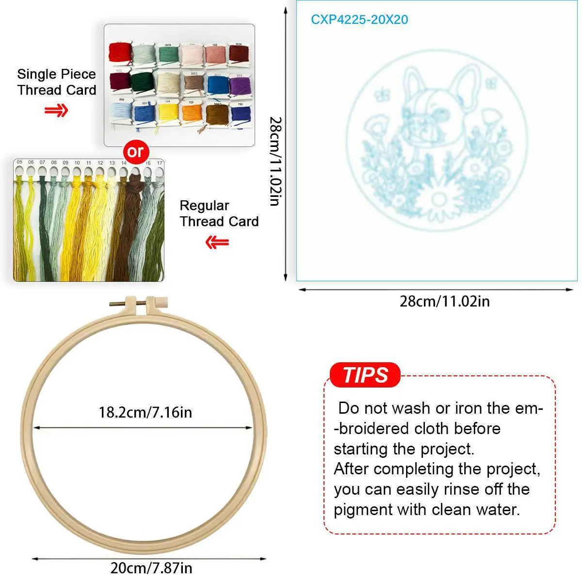 Boston Terrier Embroidery Kit – Floral Puppy DIY Hand Embroidery Hoop Art Set