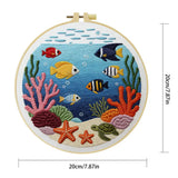 Ocean Life Embroidery Kit – Tropical Fish & Sea Turtle DIY Hand Embroidery Hoop Art Set