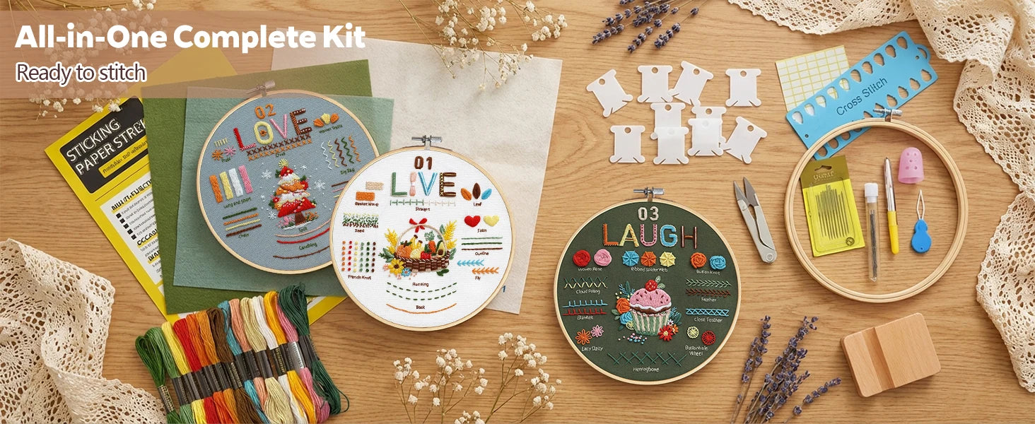 Love, Laugh & Live Beginner Embroidery Kit
