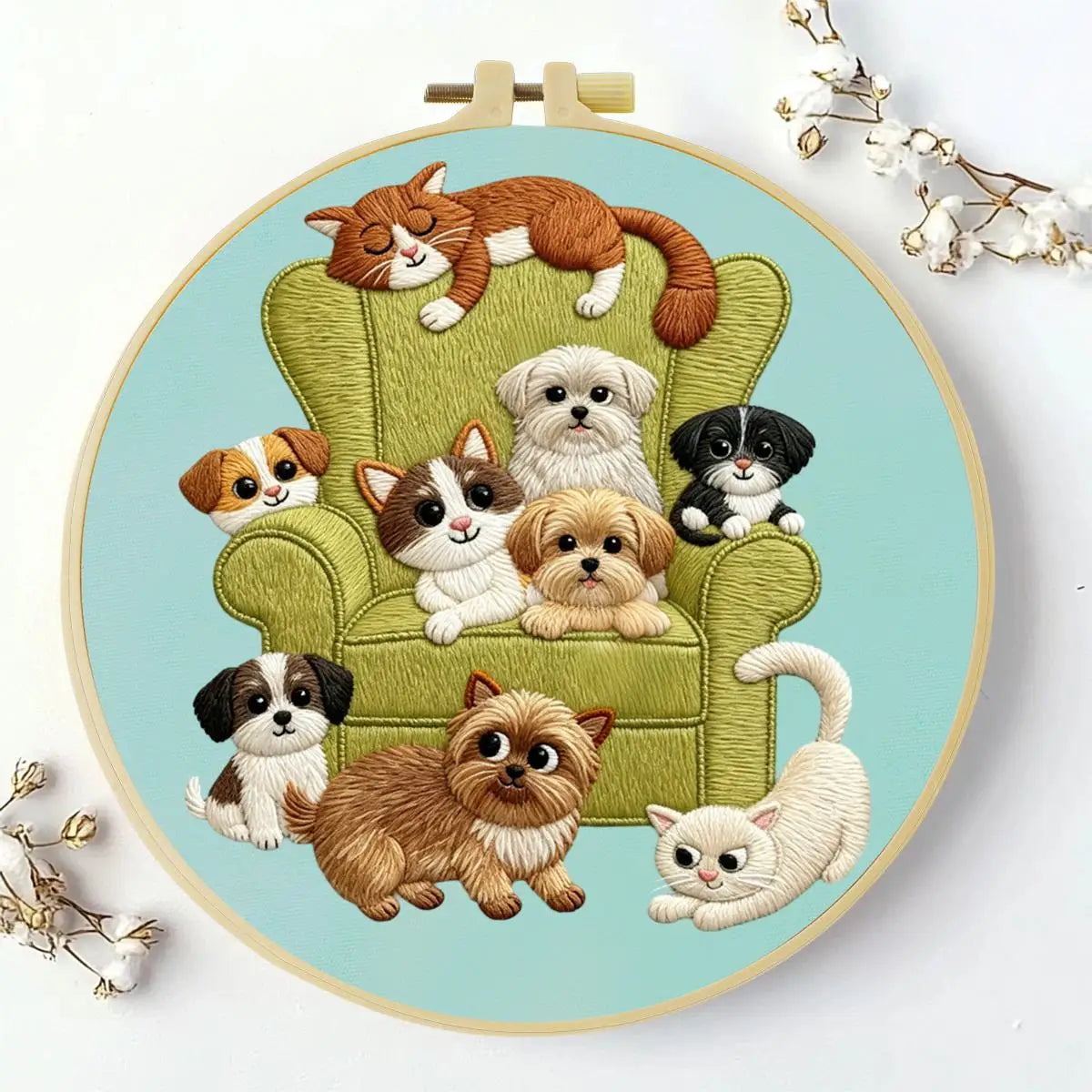 Cozy Pets Embroidery Kit