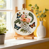 Skeleton Hand Floral Bouquet Embroidery Kit 🦋💐💀