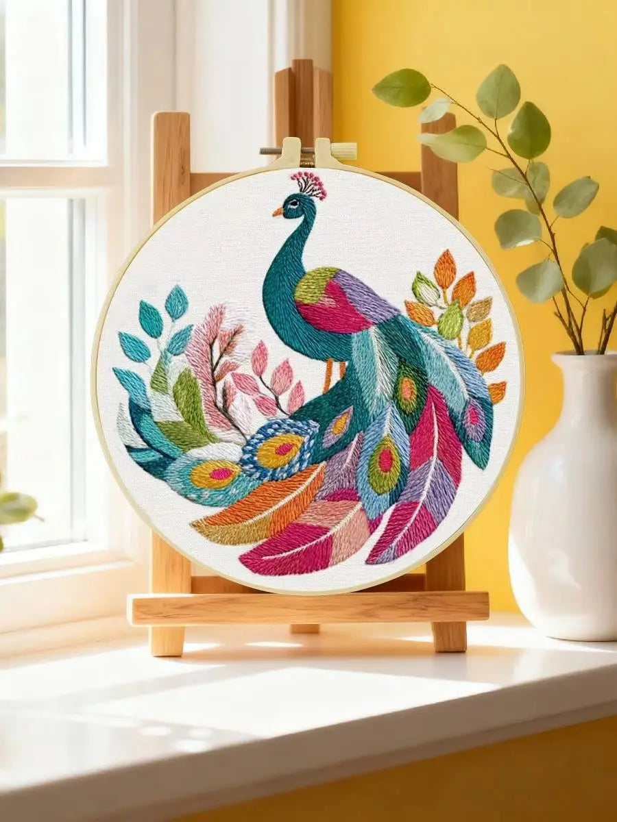 Boho Peacock Embroidery Kit