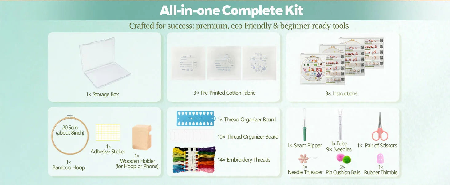 Beginner Embroidery Stitch Sampler Kit