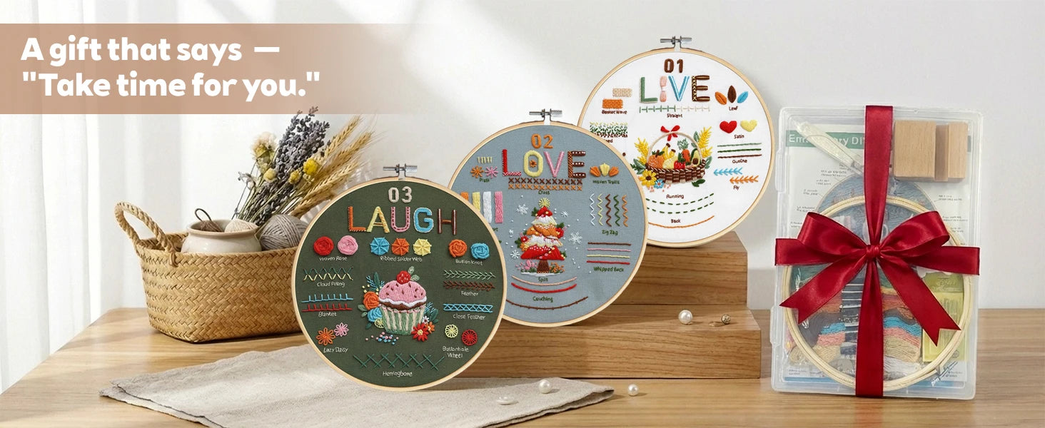 Love, Laugh & Live Beginner Embroidery Kit