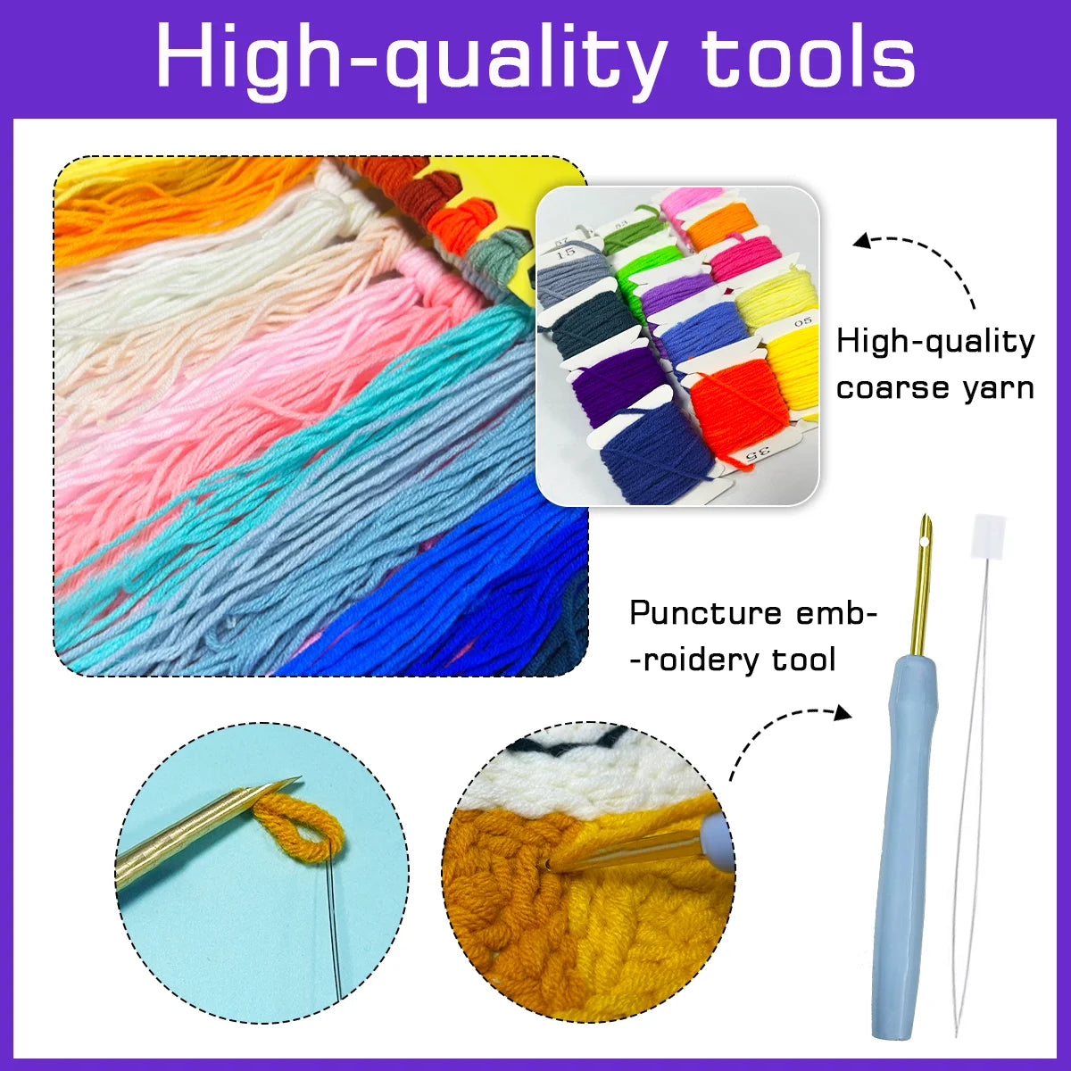 20X20CM/7.87inch Girl punch needle embroidery set kit Stitch Embroidery Knitted embroidery DIY handmade gift Craft Painting