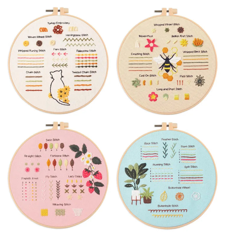 4-Piece Beginner Embroidery Stitch Sampler Kit
