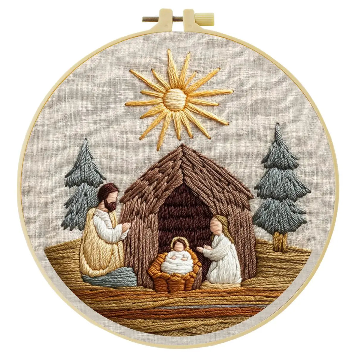Nativity Scene Embroidery Kit – Holy Family DIY Hand Embroidery Hoop Art Set