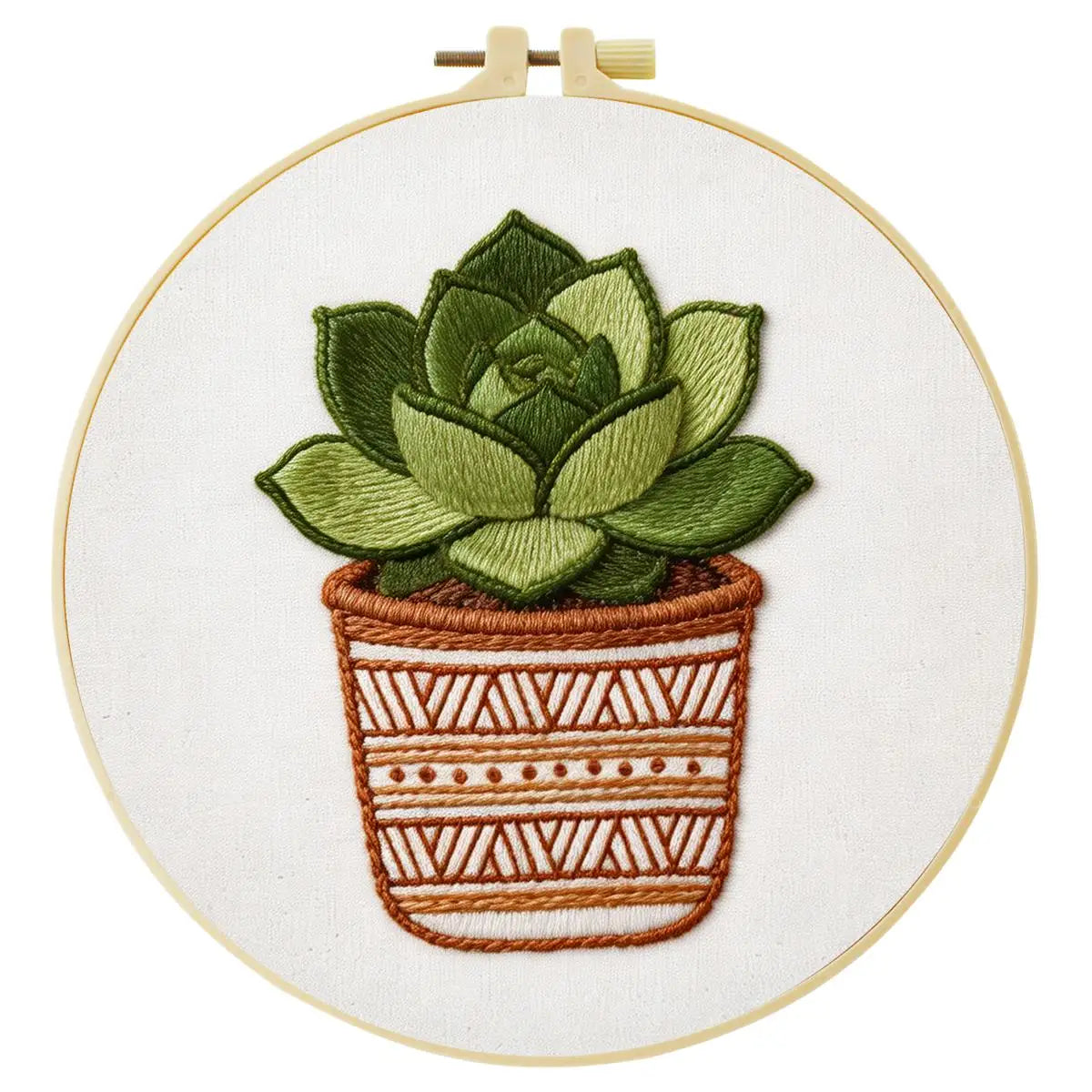 Green Succulent Plant Embroidery Kit