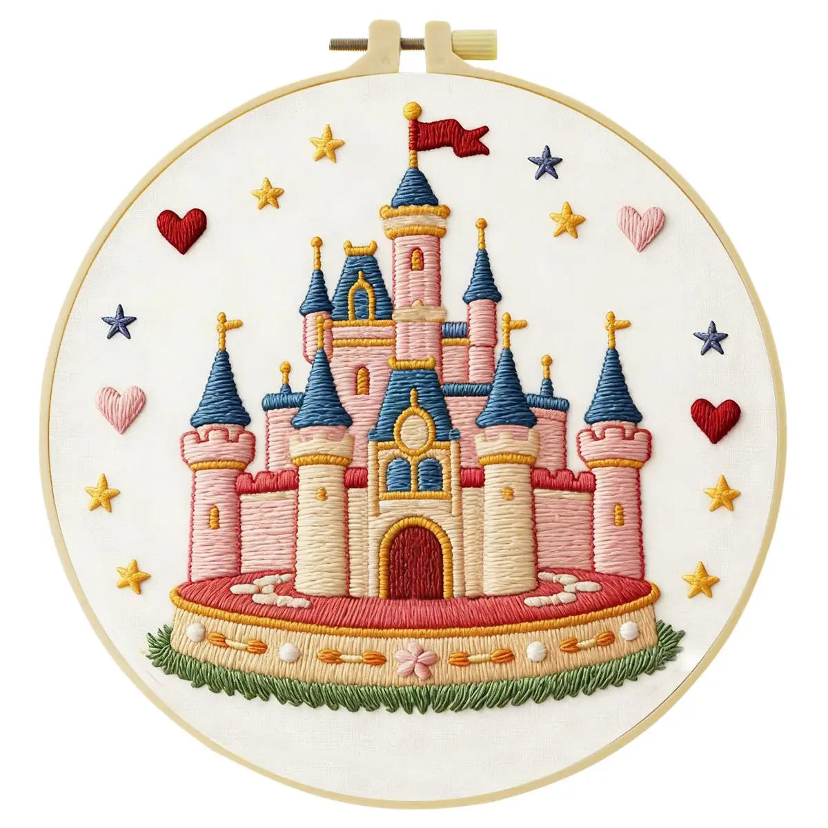 Fairytale Princess Castle Embroidery Kit – Magical Kingdom DIY Hand Embroidery Hoop Art Set