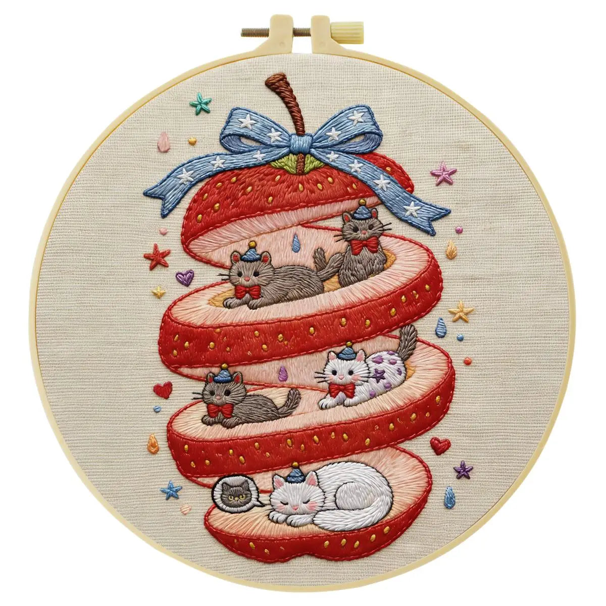 Strawberry Kitten Haven Embroidery Kit
