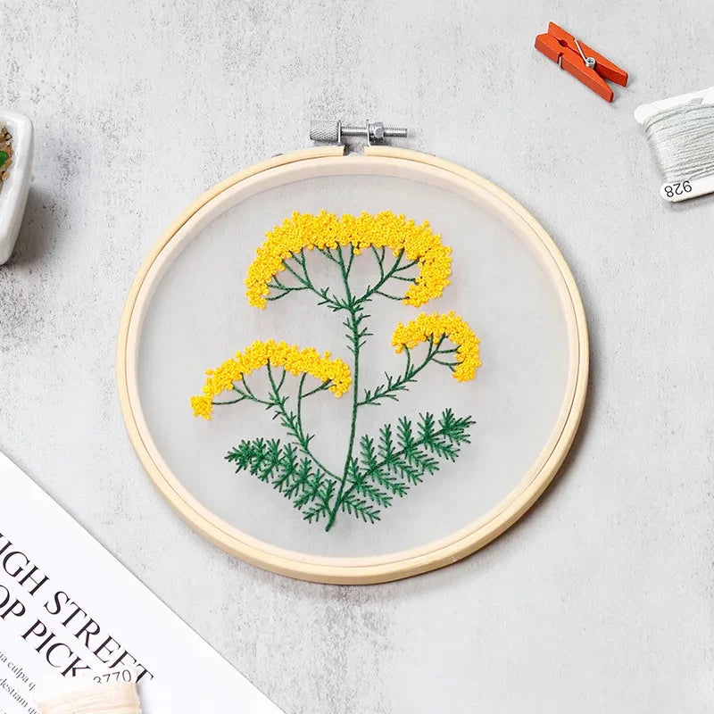 Transparent Double-Sided Flower Embroidery Starter Kit