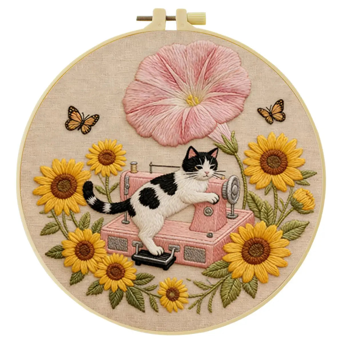 Sunflower Sewing Cat Embroidery Kit