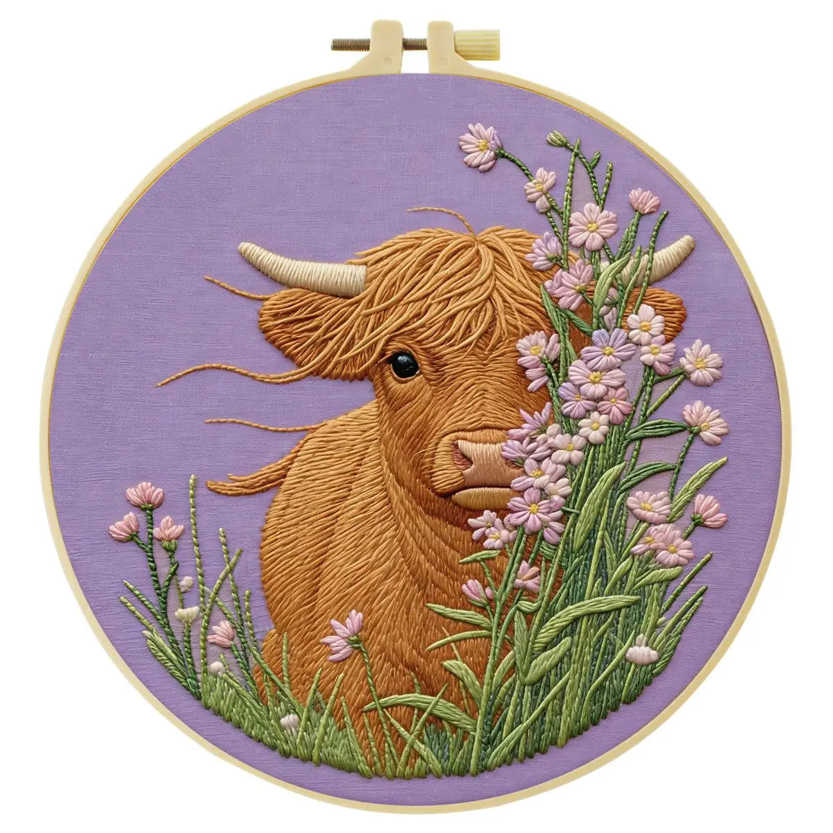 Highland Cow & Wildflowers Embroidery Kit