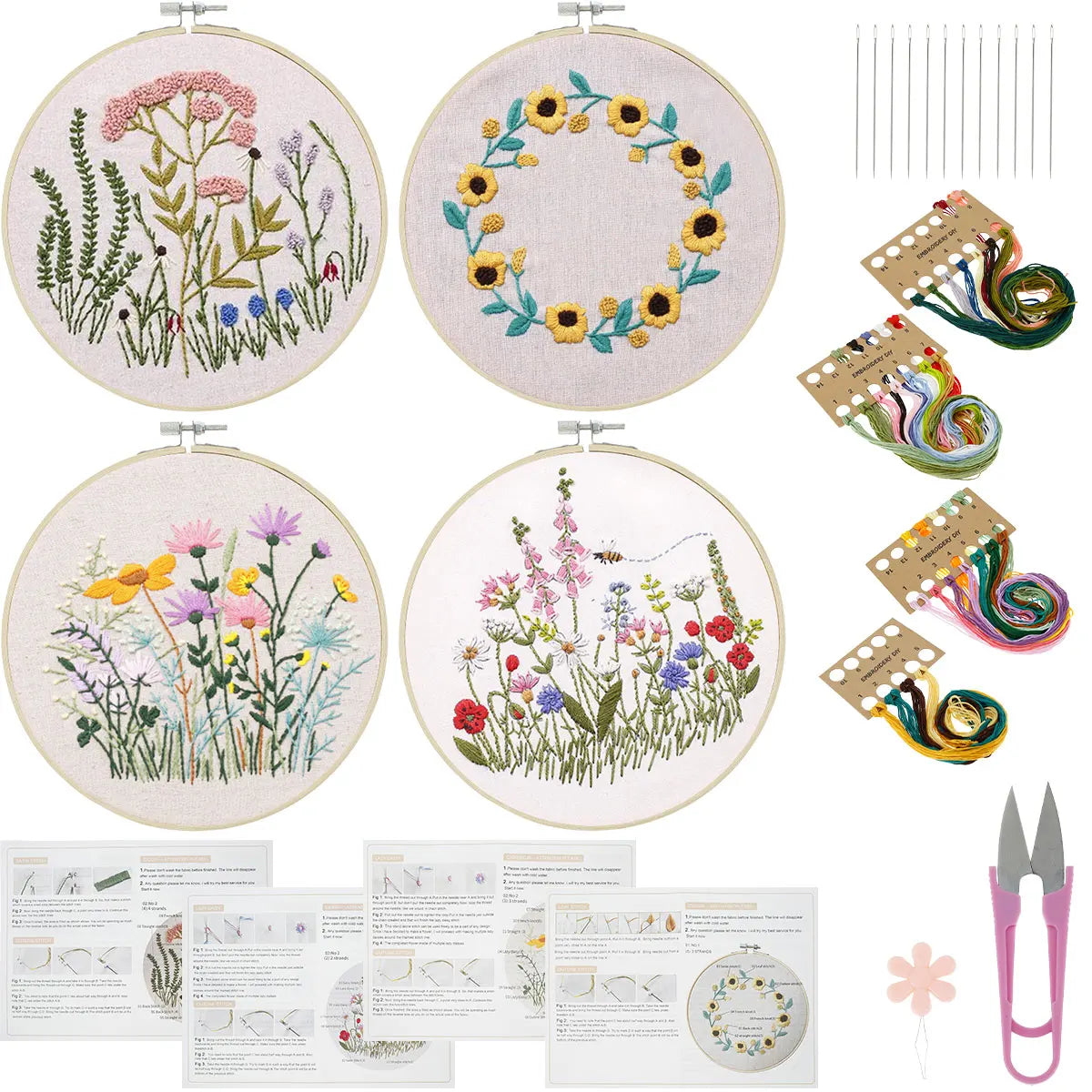 30-Stitch Beginner Embroidery Sampler Kit ⭐
