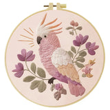 Pink Cockatoo Embroidery Kit – Floral Galah Parrot DIY Hand Embroidery Hoop Art Set
