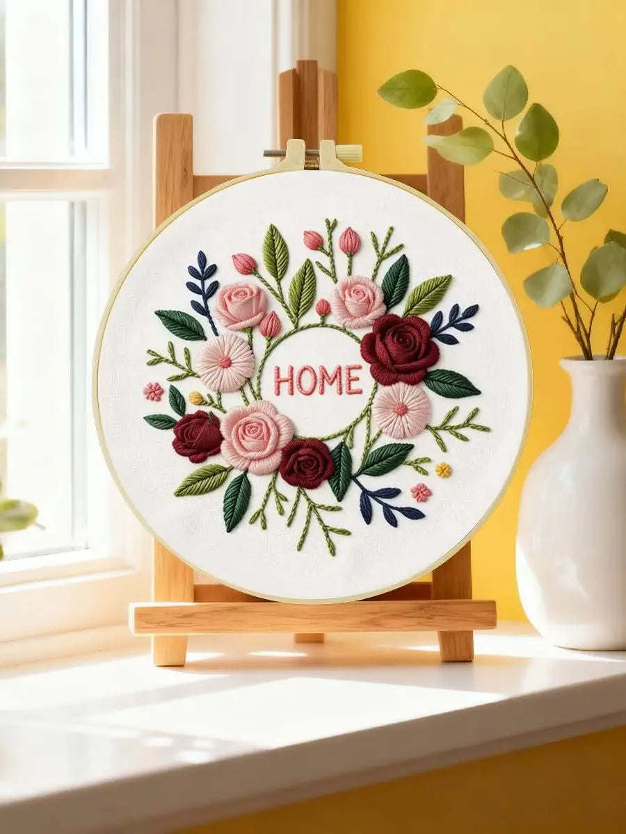 Home Sweet Home Floral Wreath Embroidery Kit