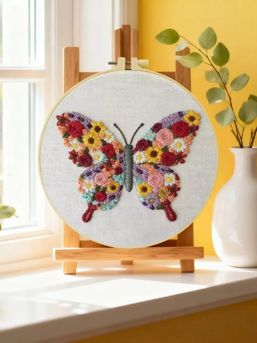 Floral Butterfly Embroidery Kit