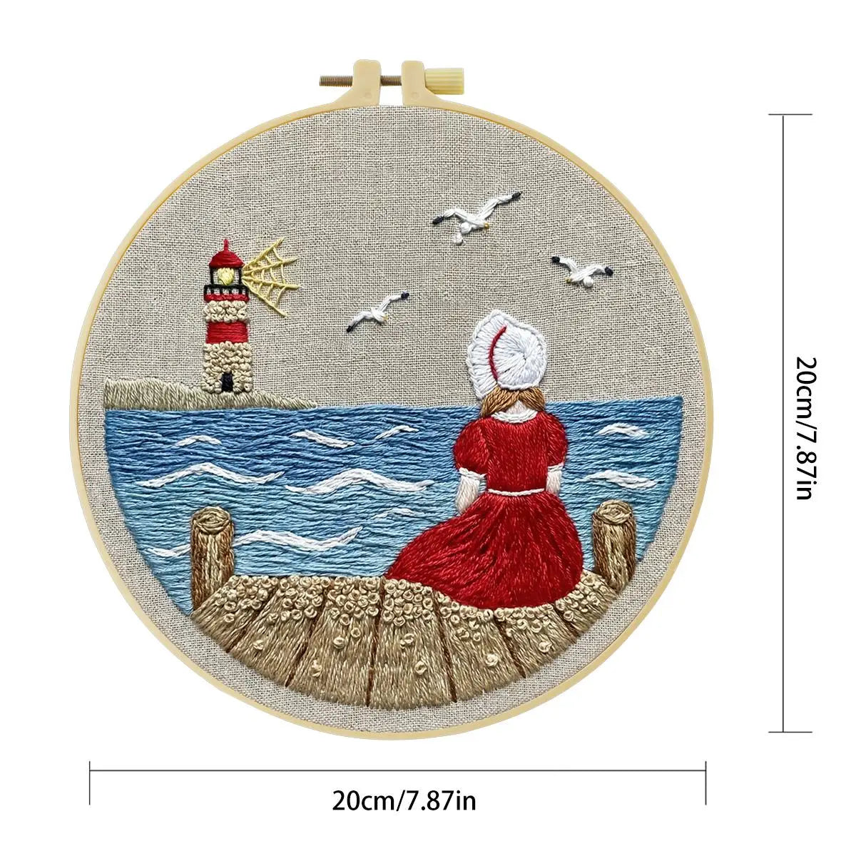 Seaside Lighthouse Daydream Embroidery Kit 🌊⚓❤️