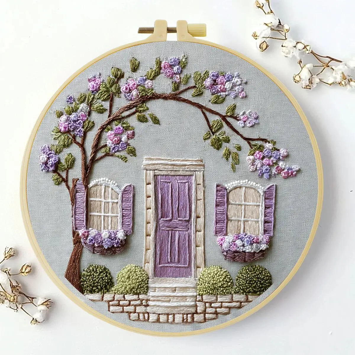 Lavender Cottage Embroidery Kit