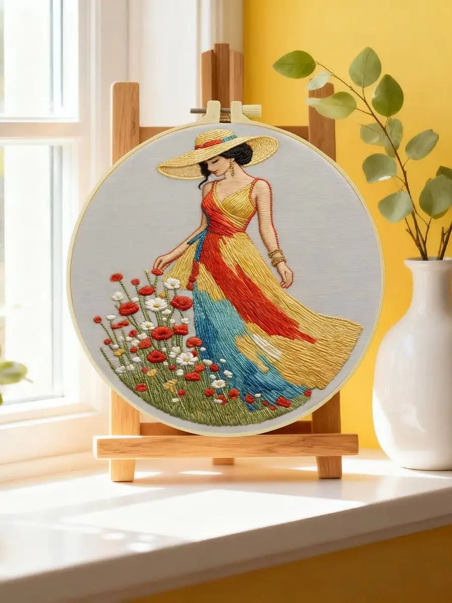 Summer Meadow Lady Embroidery Kit