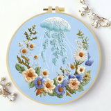 Moonlit Jellyfish Floral Embroidery Kit 🌊🪼🌼