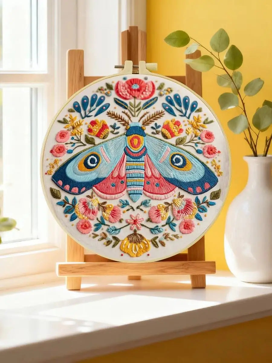 Colorful Folk Moth Embroidery Kit