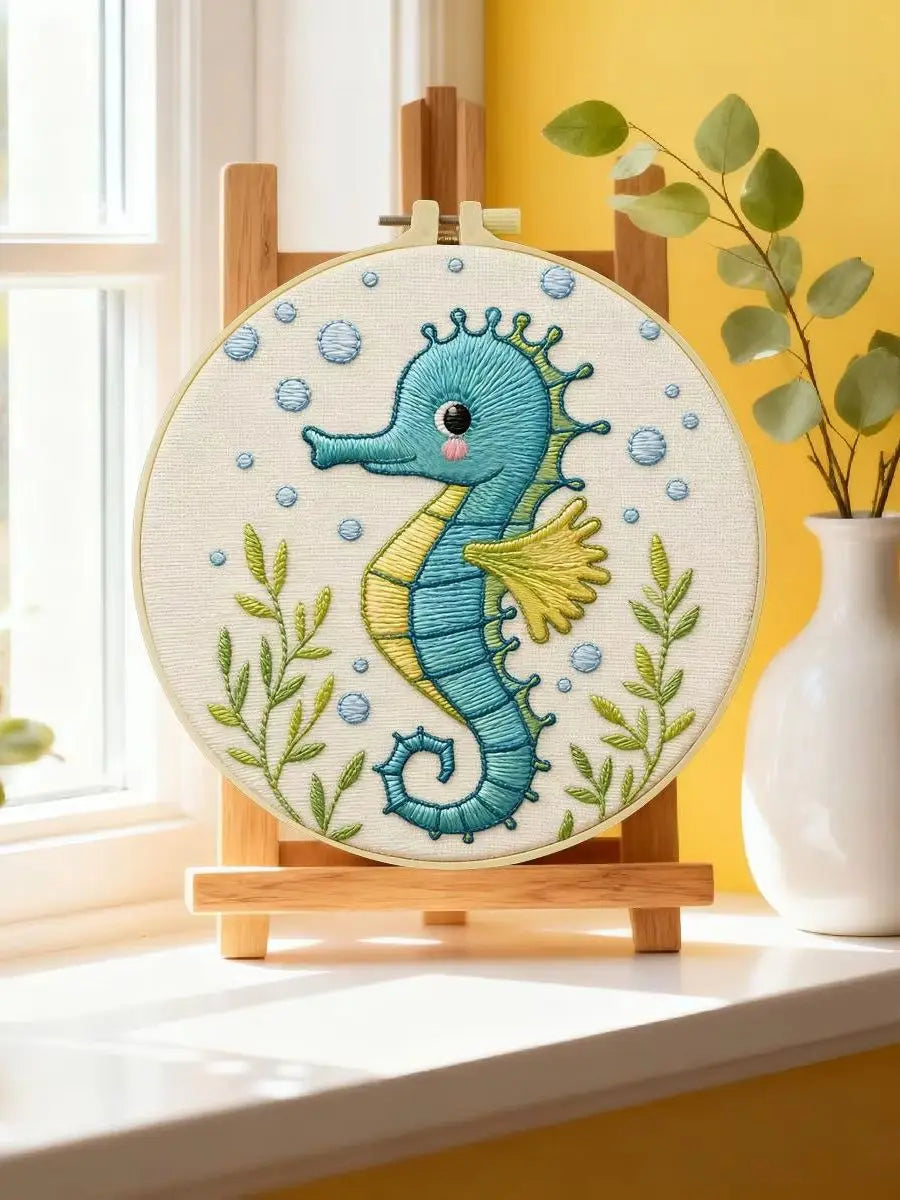 Cute Baby Seahorse Embroidery Kit 🩵🌊