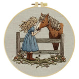 Girl & Horse Embroidery Kit – Heartwarming Equestrian DIY Hand Embroidery Hoop Art Set