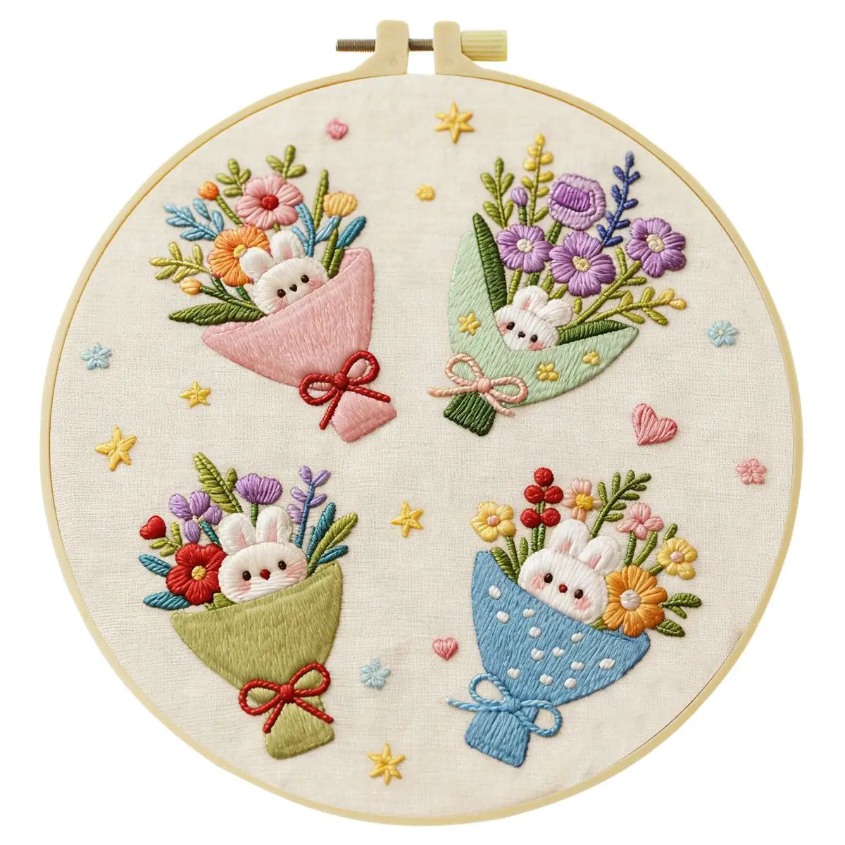 Bunny Flower Bouquets Embroidery Kit