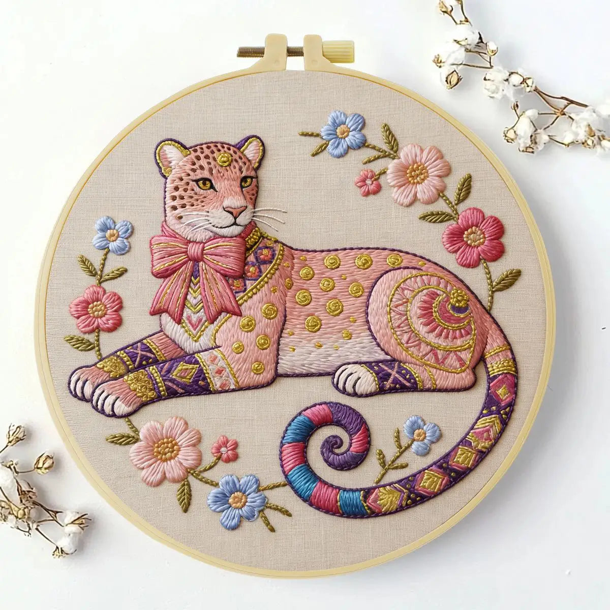 Blush Leopard Embroidery Kit