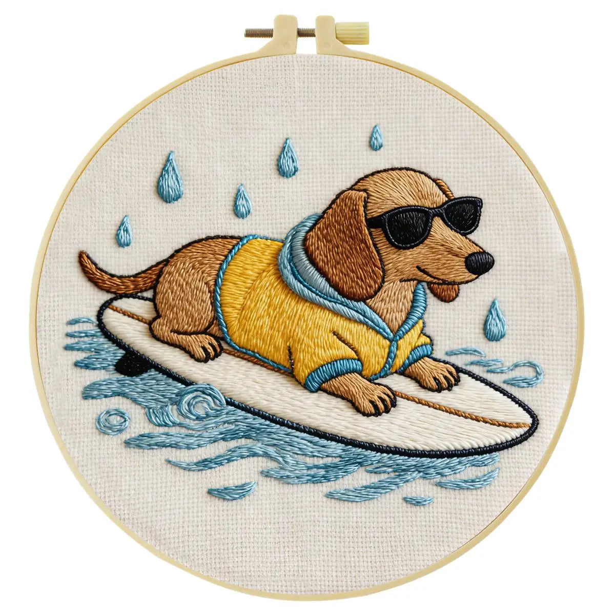 Surfing Dachshund Embroidery Kit