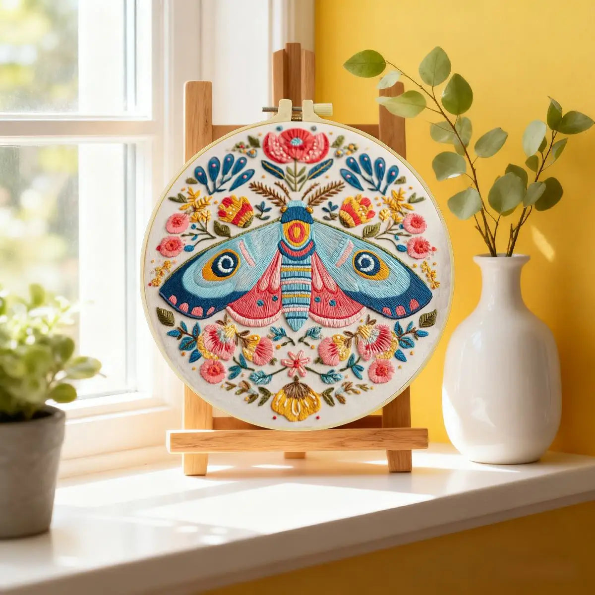 Colorful Folk Moth Embroidery Kit