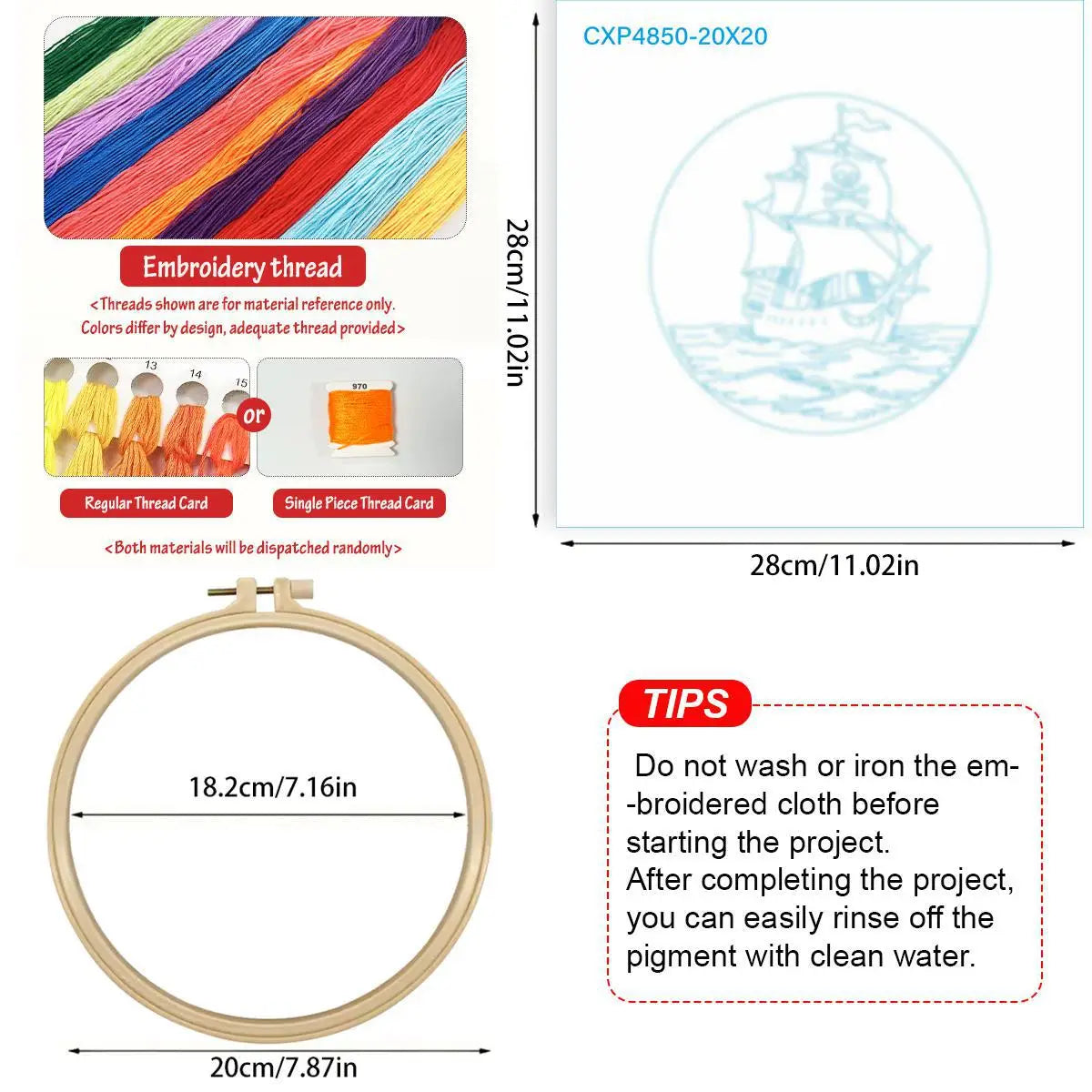 Black Pirate Ship Embroidery Kit – Skull & Crossbones Nautical Design