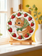 Strawberry Cat Embroidery Kit