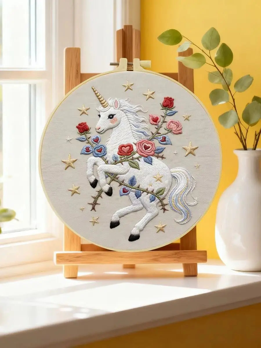 Celestial Rose Unicorn Embroidery Kit